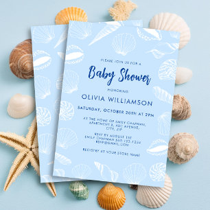 Beach Ocean Sea Shells Boy Baby shower Kaart