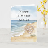 Beach Ocean Sea Shells Heart Kaart (Gele Bloem)