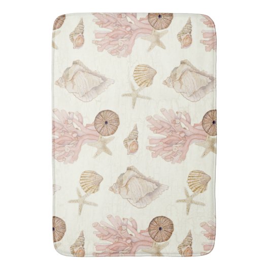 Beach Ocean Seashell Coral Starfish Waterverf Badmat (Voorkant Verticaal)