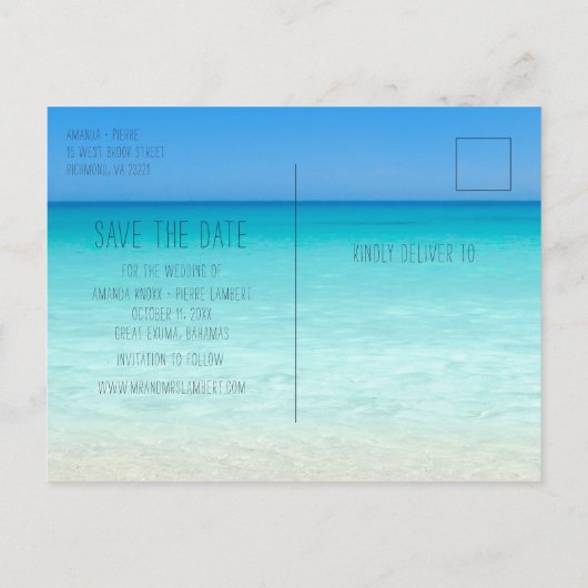 Beach Ocean Seashell Weddenschap Save the Dates Aankondigingskaart (Achterkant)