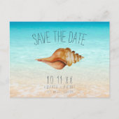 Beach Ocean Seashell Weddenschap Save the Dates Aankondigingskaart (Voorkant)