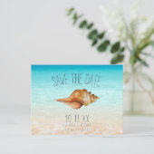 Beach Ocean Seashell Weddenschap Save the Dates Aankondigingskaart (Staand voorkant)
