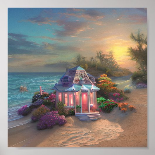 Beach Ocean Seaside Coted Art Poster (Voorkant)