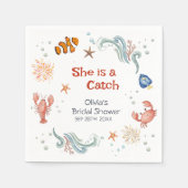 Beach Ocean She's a Catch Bridal Shower Servet (Voorkant)