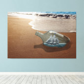 BEACH OCEAN SHIP FLES STRETCHED CANVAS ART PRINT (Insitu (Houten vloer))