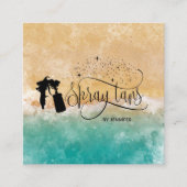 Beach Ocean Spray tan script dat glitter gold drip Vierkante Visitekaartje (Voorkant)