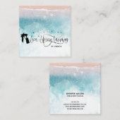 Beach Ocean Spray tan script dat glitter gold drip Vierkante Visitekaartje (Voorkant / Achterkant)