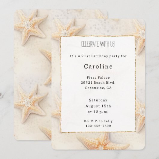 Beach Ocean Starfish Verjaardag Kaart (Voorkant / Achterkant)