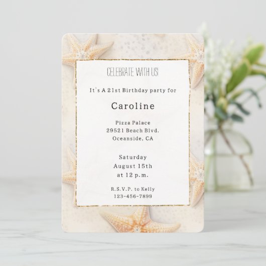 Beach Ocean Starfish Verjaardag Kaart (Staand voorkant)