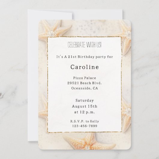 Beach Ocean Starfish Verjaardag Kaart (Voorkant)