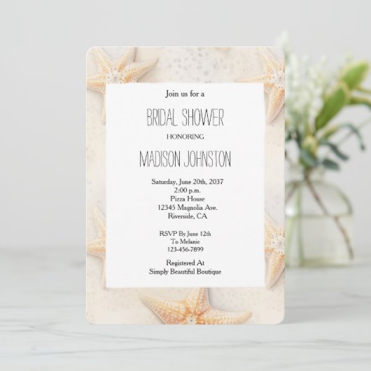 Beach Ocean Starfish Vrijgezellenfeest Kaart (Staand voorkant)