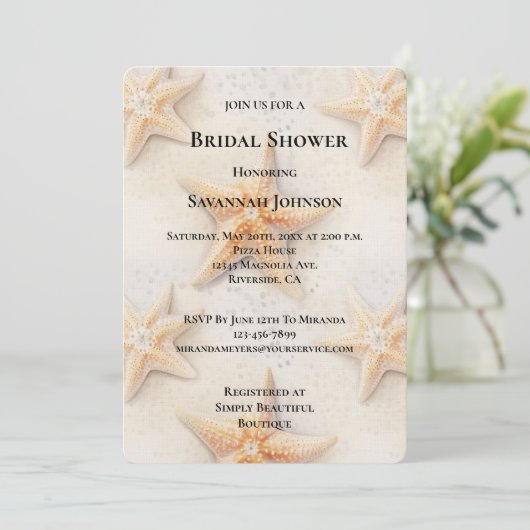 Beach Ocean Starfish Vrijgezellenfeest Kaart (Staand voorkant)