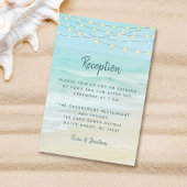 Beach Ocean String Lights Wedding Reception Informatiekaartje