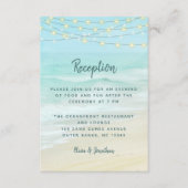 Beach Ocean String Lights Wedding Reception Informatiekaartje (Voorkant)