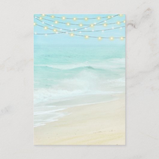Beach Ocean String Lights Wedding Reception Informatiekaartje (Achterkant)
