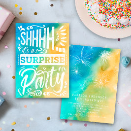 Beach Ocean Summer Shh Surprise Birthday Party Kaart