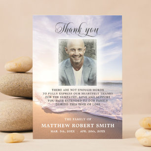 Beach Ocean Sun Dank u voor de funderale Memorial  Bedankkaart