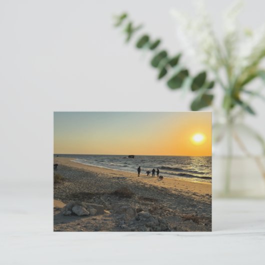 Beach Ocean Sunset Briefkaart (Staand voorkant)