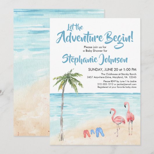 Beach Ocean Surf Adventure Baby shower Boy Kaart (Voorkant / Achterkant)