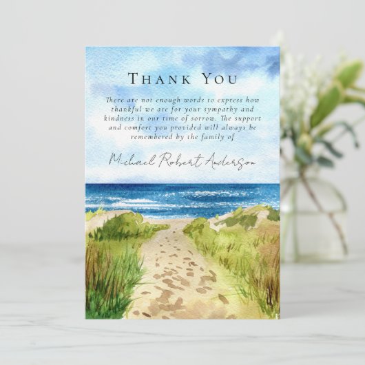 Beach Ocean Tribution Sympathie begrafenis Bedankkaart (Staand voorkant)