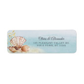 Beach Ocean Tropical Shells Weddenrenadres Etiket (Voorkant)
