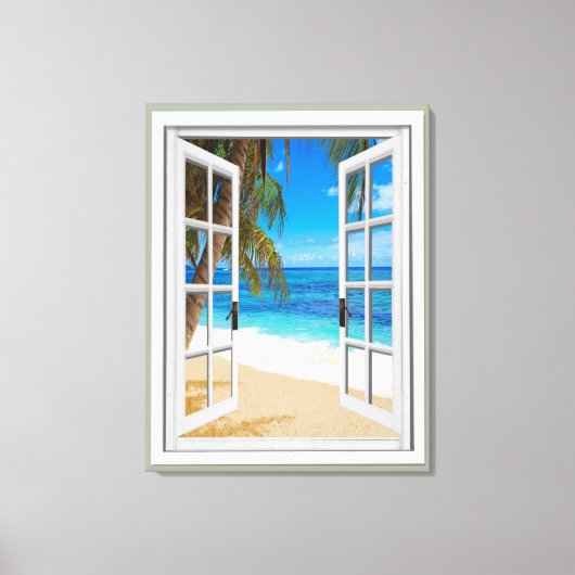 Beach Ocean Uitzicht Fake Window Canvas Afdruk (Voorkant)