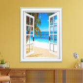 Beach Ocean Uitzicht Fake Window Canvas Afdruk (Insitu (Woonkamer))