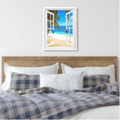 Beach Ocean Uitzicht Fake Window Canvas Afdruk (Insitu (Slaapkamer))