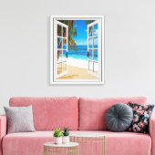 Beach Ocean Uitzicht Fake Window Canvas Afdruk (Insitu (Woonkamer))