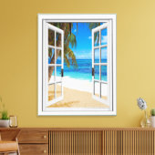 Beach Ocean Uitzicht Fake Window Canvas Afdruk (Insitu (Woonkamer))