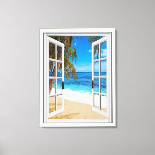 Beach Ocean Uitzicht Fake Window Canvas Afdruk (Voorkant)