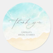 Beach Ocean Vrijgezellenfeest Dank u Ronde Sticker (Voorkant)