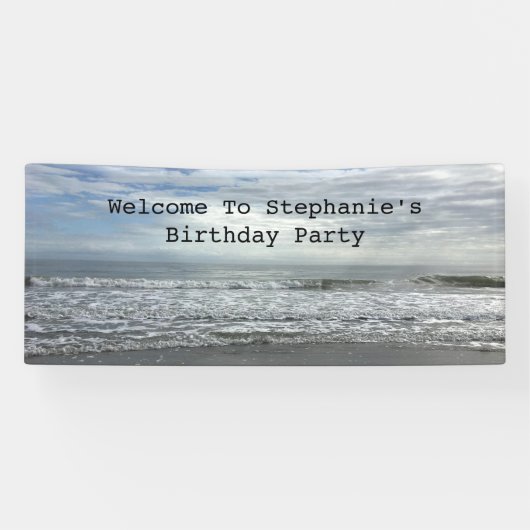 Beach Ocean Water Sky Foto Cool Birthday Party Spandoek (Horizontaal)