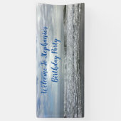 Beach Ocean Water Sky Foto Cute Birthday Party Spandoek (Verticaal)