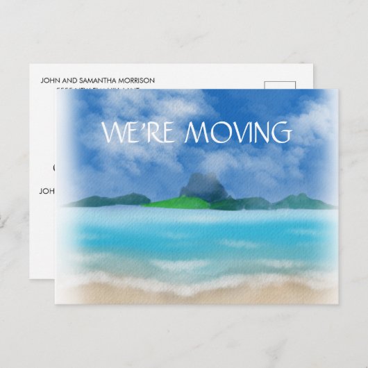 Beach Ocean Waterverf Change Address Notice Aankondigingskaart (Voorkant / Achterkant)