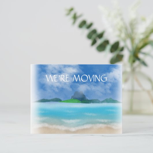 Beach Ocean Waterverf Change Address Notice Aankondigingskaart (Staand voorkant)