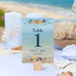 Beach Ocean Waterverf Floral Wedding Kaart