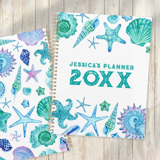 Beach Ocean Waterverf Shells & Starfish Organizer