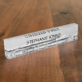 Beach Ocean Wave Monogram Name Water Black White Naambordje (Zijkant)