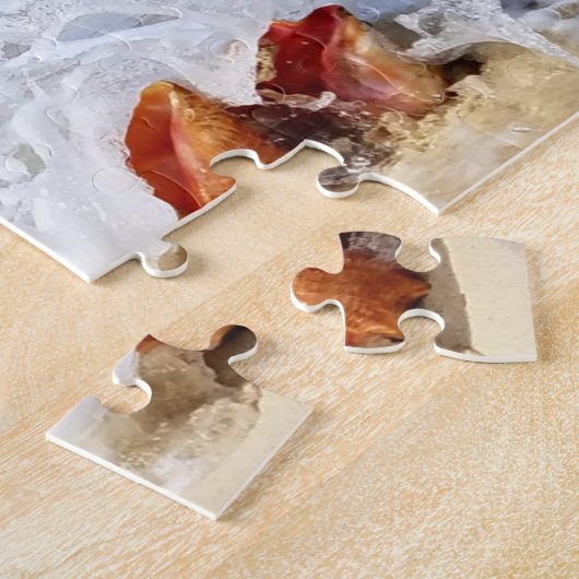 Beach Ocean Wave over Conch Seashells Legpuzzel (Zijkant)