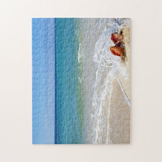 Beach Ocean Wave over Conch Seashells Legpuzzel (Verticaal)