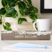 Beach Ocean Waves Monogram Name White Brown Sandy Naambordje