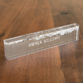 Beach Ocean Waves Monogram Name White Brown Sandy Naambordje (Zijkant)