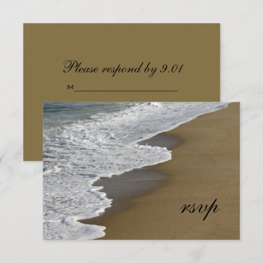 Beach Ocean Waves Wedding RSVP Response Kaart (Voorkant / Achterkant)