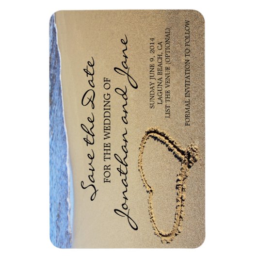 Beach Ocean Wedding Deluxe Opslaan van de datum Magneet (Verticaal)