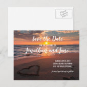 Beach Ocean Wedding Heart Save the Date Aankondigingskaart (Voorkant / Achterkant)