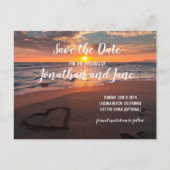 Beach Ocean Wedding Heart Save the Date Aankondigingskaart (Voorkant)