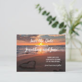 Beach Ocean Wedding Heart Save the Date Aankondigingskaart (Staand voorkant)