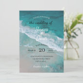 Beach Ocean Wedding Invitation Kaart (Staand voorkant)