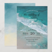 Beach Ocean Wedding Invitation Kaart (Voorkant / Achterkant)